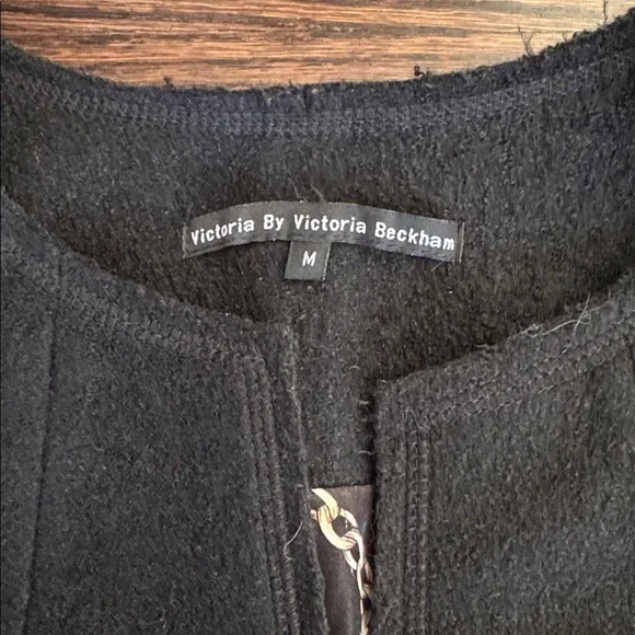 Victoria Beckham Black Wool Embroidered Kimono Jacket - Picture 2 of 6